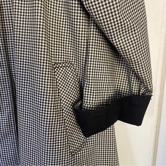 Vintage Fleet Street Black White Gingham Trench Coat - Picture 2 of 7